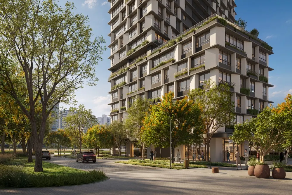 Base condominial e praça ajardinada